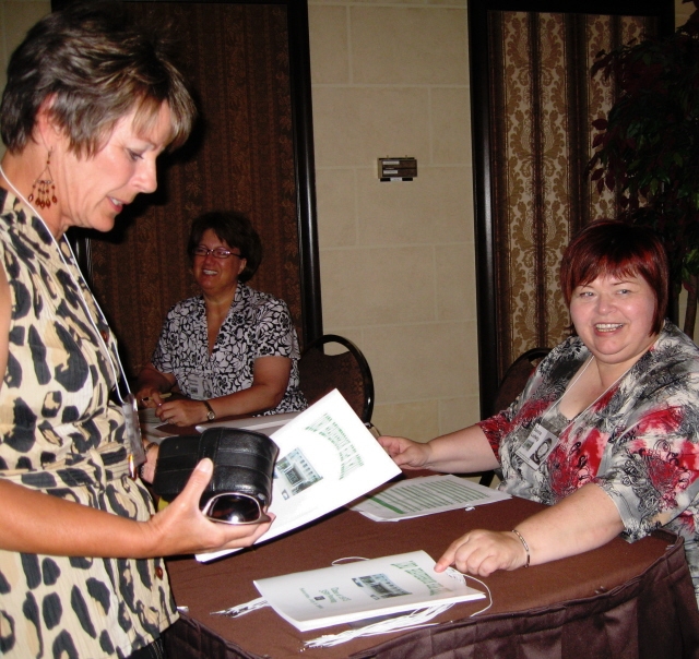 Welcome-- have a booklet!! 
From left to right:Nancy Turner, Brenda Weston, Donna